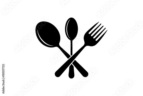 fork spoon and knife vector silhouette illustration