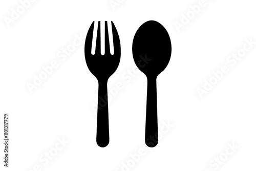 fork spoon and knife vector silhouette illustration