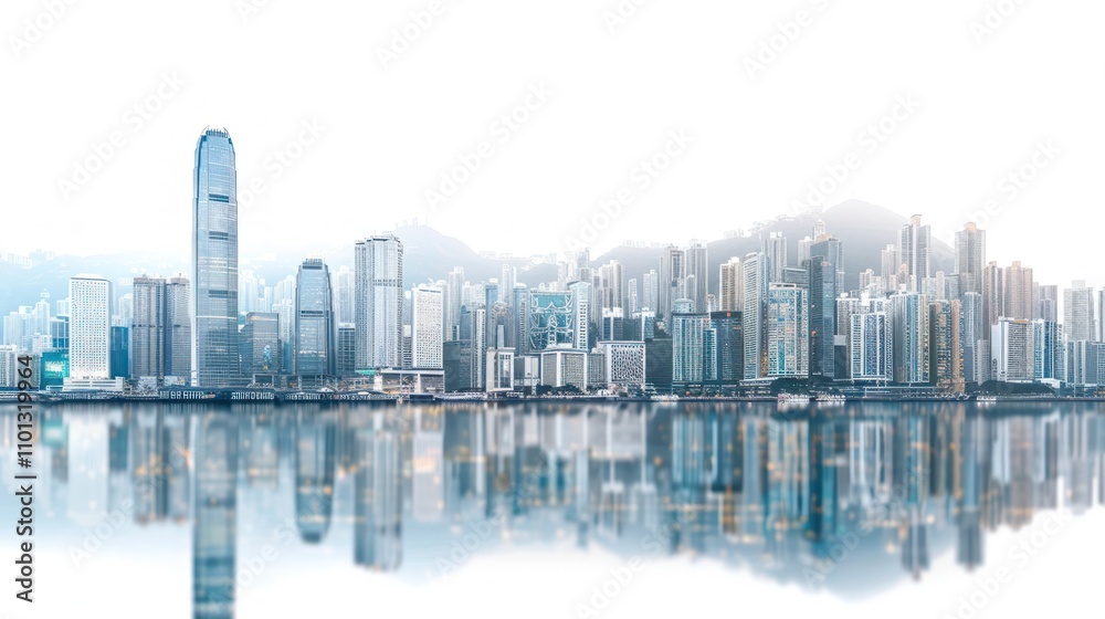 Obraz premium photograph of Picture of a city with many tall buildings on transparent background