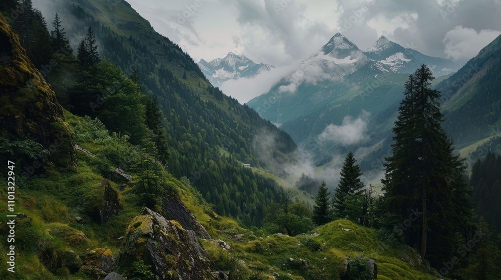 Obraz premium photograph of Scenic mountain nature along the Gerlos Alpine Road, Austria