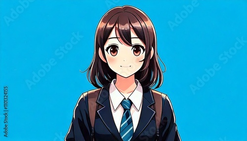 Generative AI, AI illustration, female, cute, anime, Japan, Japanese, material, background material,