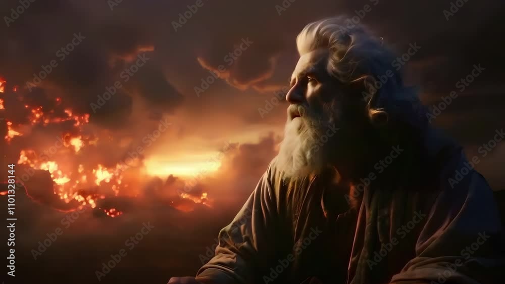 Video Recreation of a old man with white hair as God creator of the universe Video Recreation of a old man with white hair as God creator of the universe