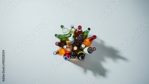 Drinks in glass bottles isolated on white photo