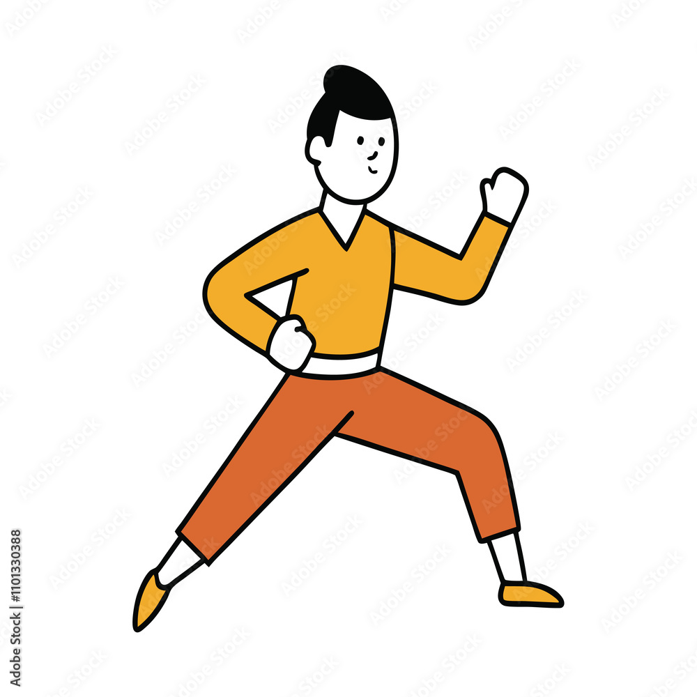Fototapeta premium A man is practicing martial arts on a white background.