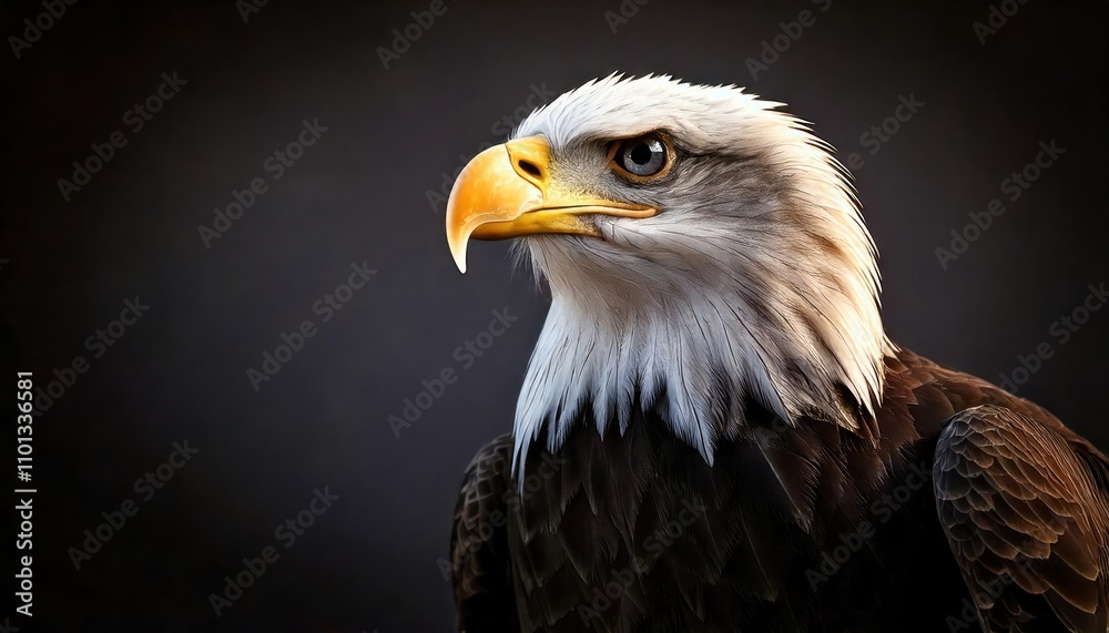 Fototapeta premium Isolated Bald Eagle Staring Up to the Right