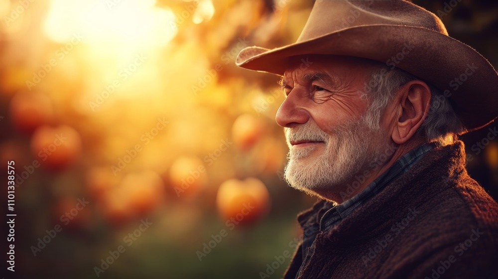 Golden Hour Farmer, Apple Orchard Serenity, Rural Life,, Contentment Wisdom, Sunset Agriculture Golden Hour Farmer, Apple Orchard Serenity, Rural Life,, Contentment Wisdom, Sunset Agriculture