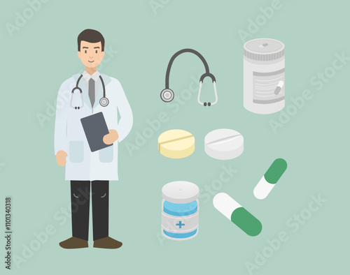 Medical clinic workers, doctor, paramedic and nurse.