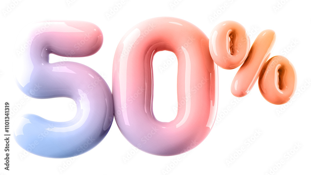 50 Percent Off Sale Gradient Number 3D Illustration 50 Percent Off Sale Gradient Number 3D Illustration