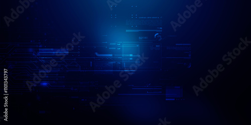 Wallpaper Mural 2d illustration Abstract futuristic electronic circuit technology background Torontodigital.ca