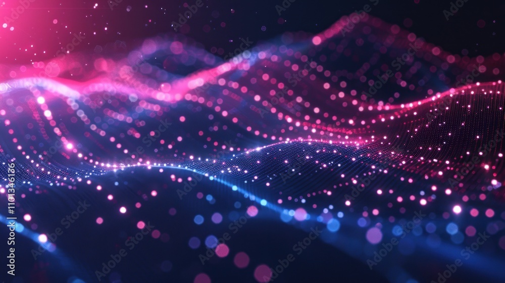 Abstract Digital Landscape with Glowing Particles Abstract Digital Landscape with Glowing Particles