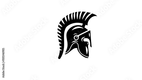 Trojan Helmet, black isolated silhouette
