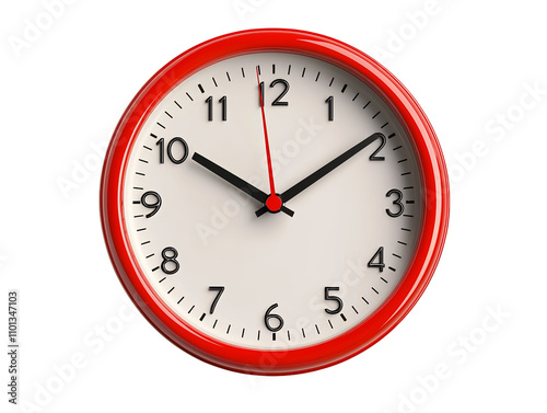 Vibrant colors amplify red clock face, a modern artistic exploration of time and design in colorful setting