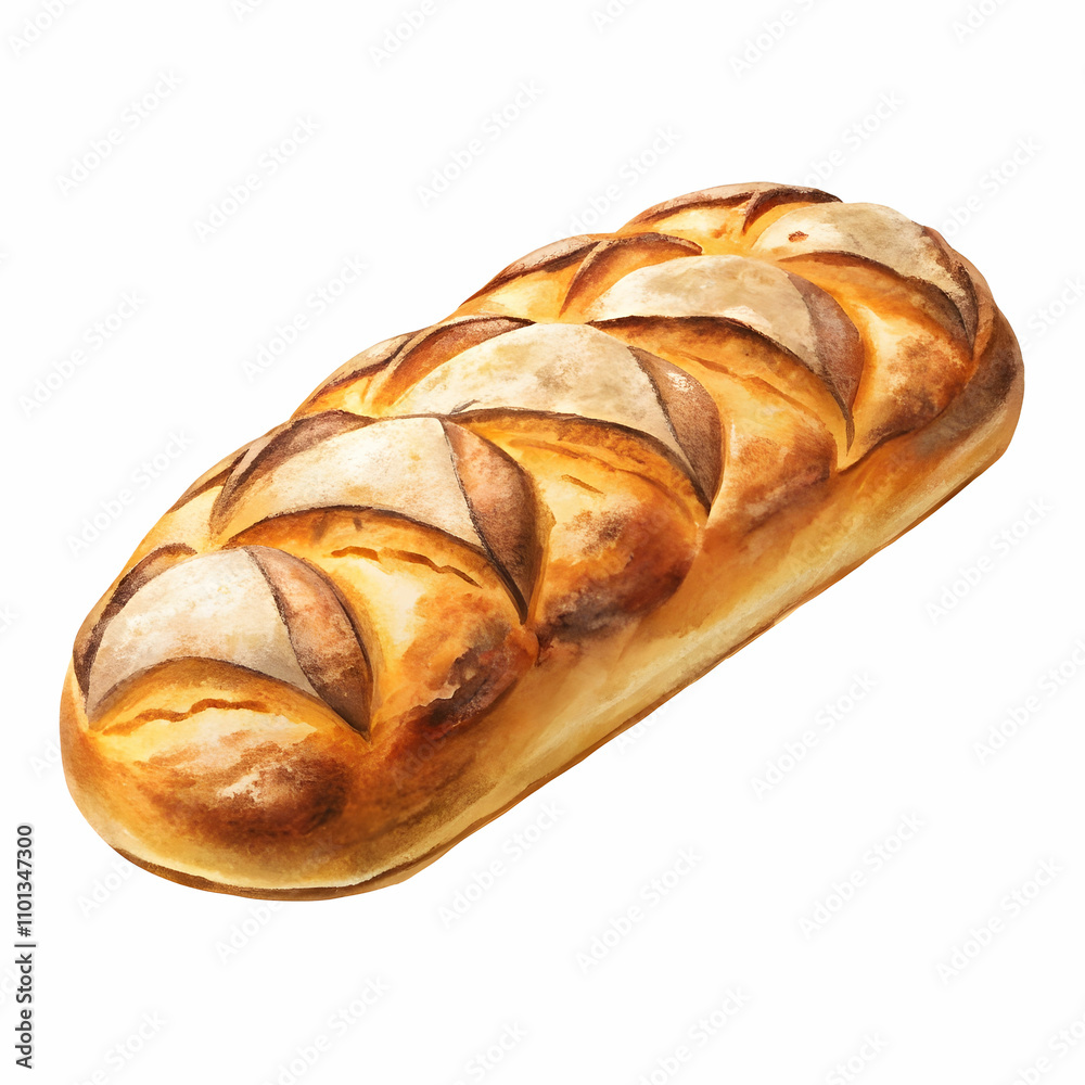 baked french bread on white background baked french bread on white background