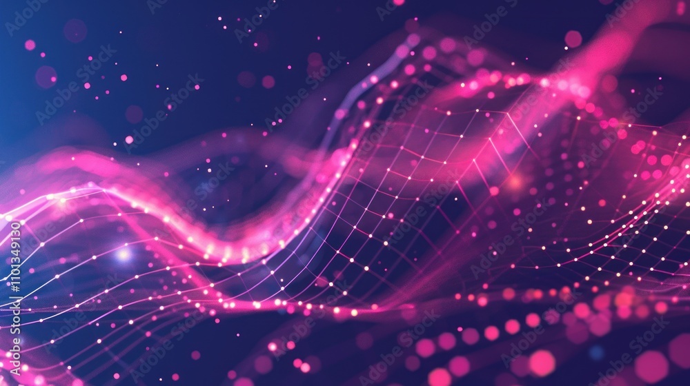 Obraz premium Abstract Pink and Purple Grid Wave