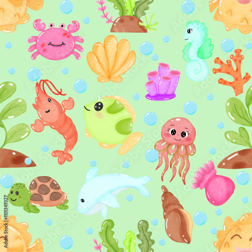 Seamless sea pattern