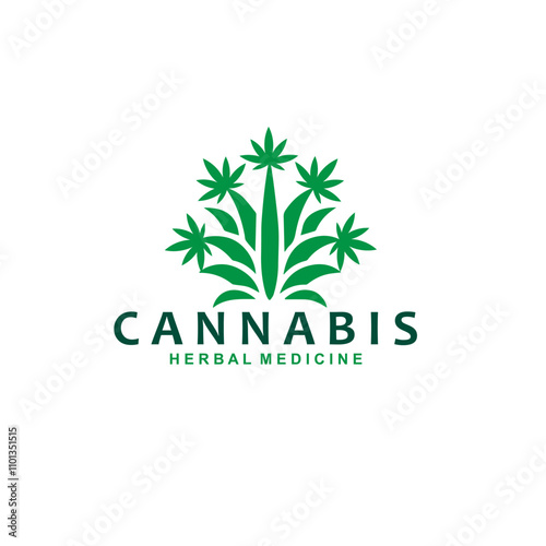 simple cannabis leaf logo vector template