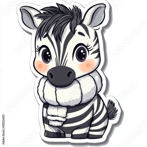 Adorable Baby Zebra in Winter Scarf  photo