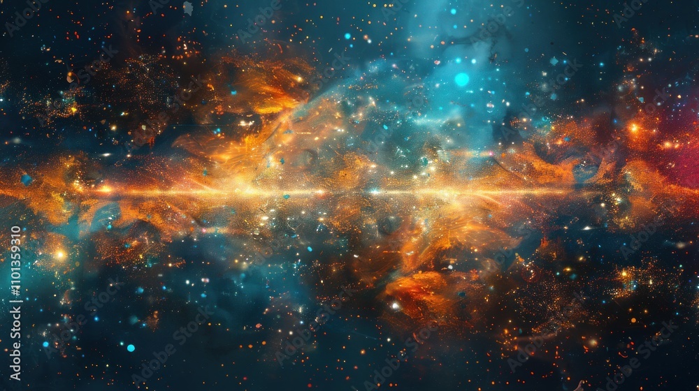 A vibrant cosmic scene showcasing colorful nebulae and stars in a vast universe. A vibrant cosmic scene showcasing colorful nebulae and stars in a vast universe.