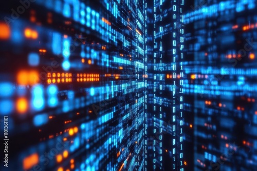 Wallpaper Mural User profile data obscured by binary encryption, privacy safeguarding, cybersecurity trends Torontodigital.ca