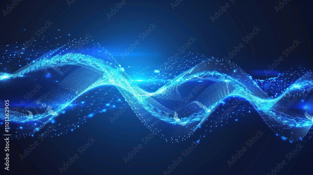 Fototapeta premium Abstract Blue Wave of Light