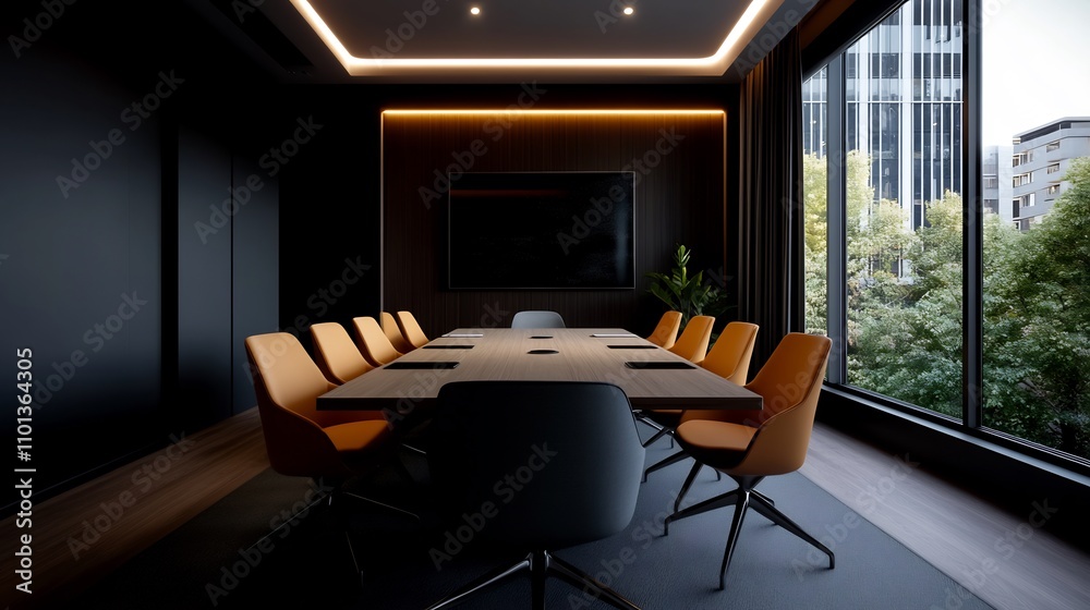 Fototapeta premium Modern Conference Room with City View