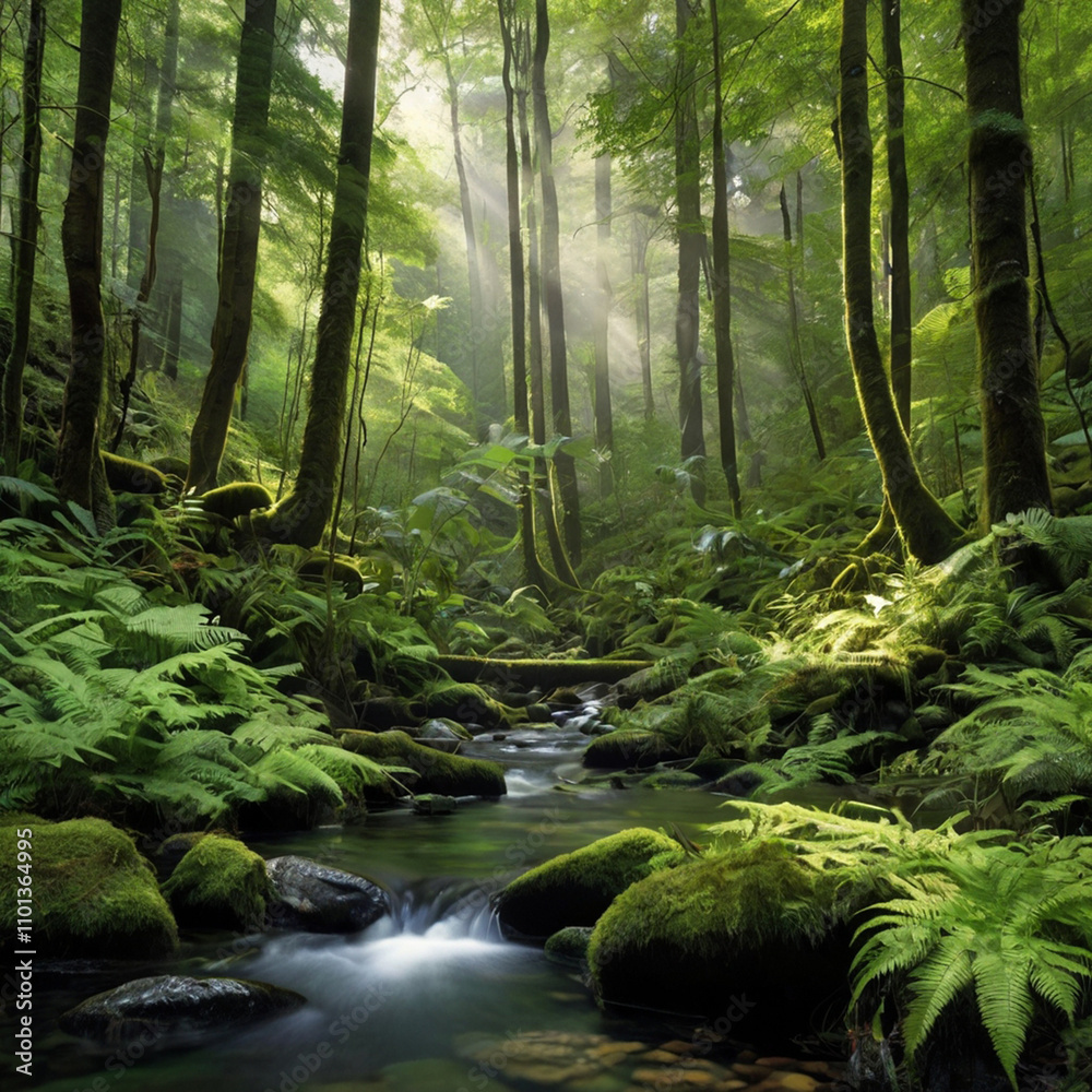 Obraz premium stream in the forest