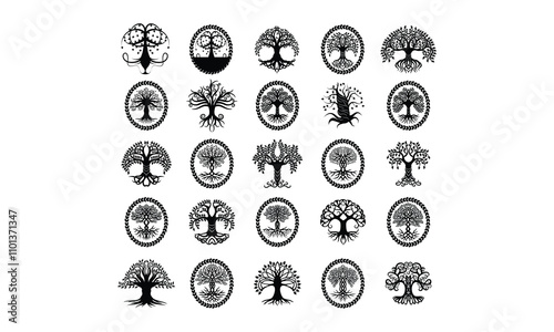 Canvas Print Celtic Tree Vector bundle, Clipart, Silhouette, Vector, icons, illustration, design
