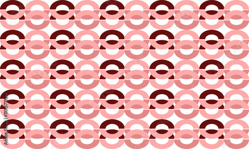 seamless pattern with circles, abstract background with circles, seamless background with ring of pink red repeat pattern, replete image design for fabric printing, horizontal row strip overlap