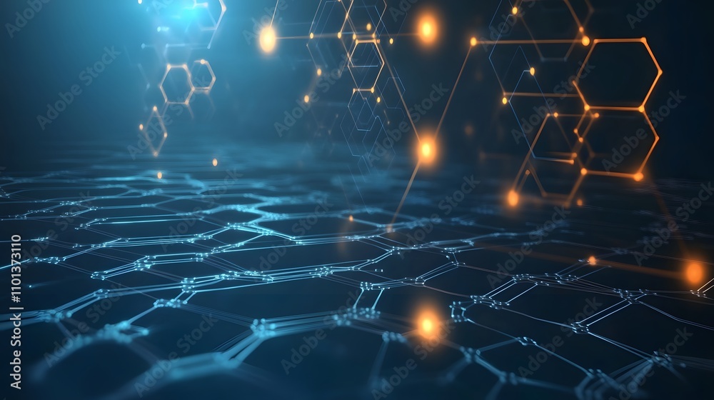 Obraz premium Abstract Network Hexagon Grid Digital Technology