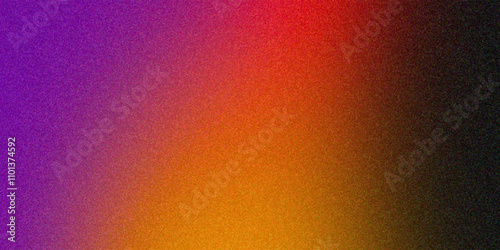 Abstract gradient background with grainy texture, yellow, red black and purple colors