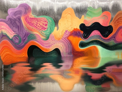 Misty Dockland Gallery: Entwistle's Biomorphs in Vibrant Haze photo