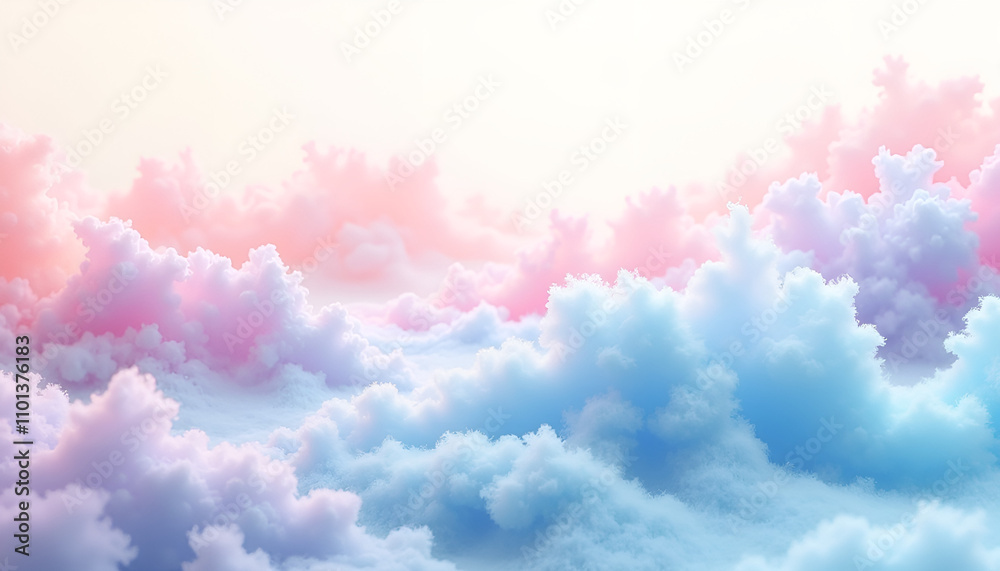 Fototapeta premium Dreamy Pastel Cloudscape with Ethereal Pink and Purple Hues at Sunset