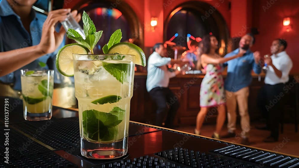 custom made wallpaper toronto digitalSet on alcoholic cocktails at the bar. On a black bar background. classic cocktail set in a cuban bar