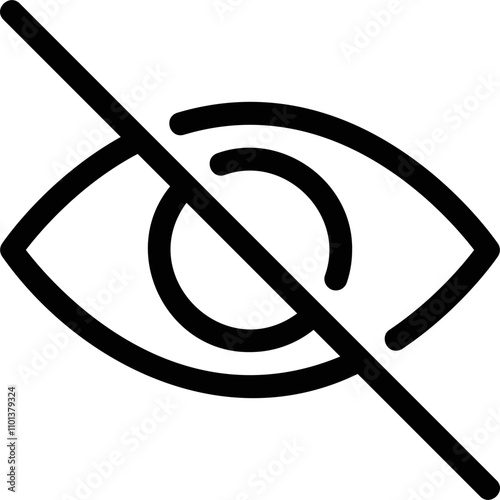 Eye Symbol with Diagonal Line Indicating Hidden Content
