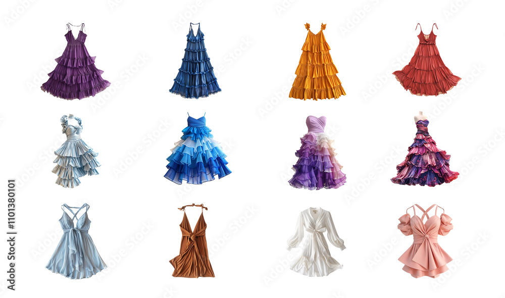 Diverse Collection of Colorful Dresses in Various Styles and Designs Displayed Diverse Collection of Colorful Dresses in Various Styles and Designs Displayed