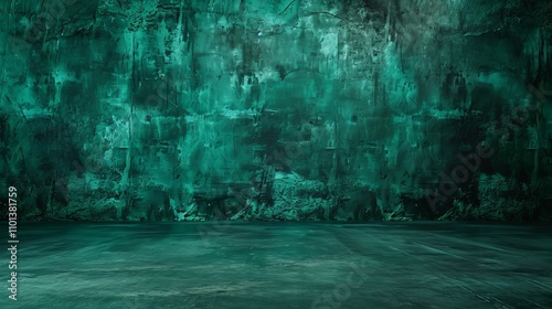 Moody teal textured wall and floor background. Perfect for dramatic visuals.