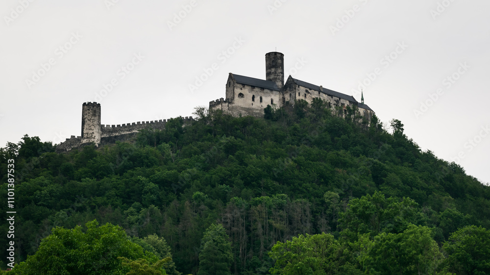 Bezděz Castle, towering over the Czech countryside. Bezděz Castle, towering over the Czech countryside.