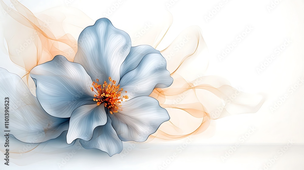 Fototapeta premium A delicate flower with intricate petals and soft colors, painted in a watercolor style, adds an elegant touch to background designs and wedding invitations.