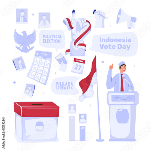 Element set of political election vote day vector design