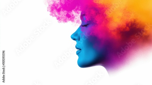 Wallpaper Mural Vibrant Color Explosion Around Woman Face Torontodigital.ca