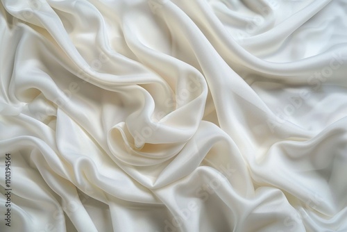 Luxurious creamy white silk fabric with soft, flowing drapes and elegant folds.