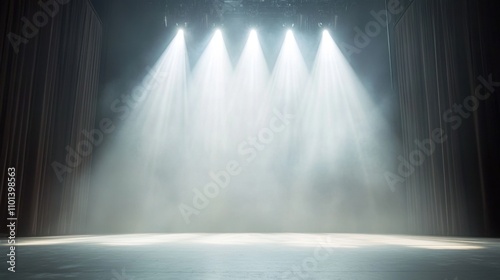 White stage spotlights. Generative AI