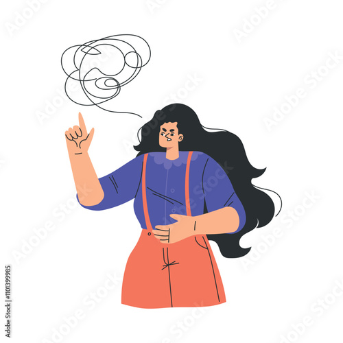 Angry Annoyed Woman Character Have Conflict and Argument with Someone Vector Illustration