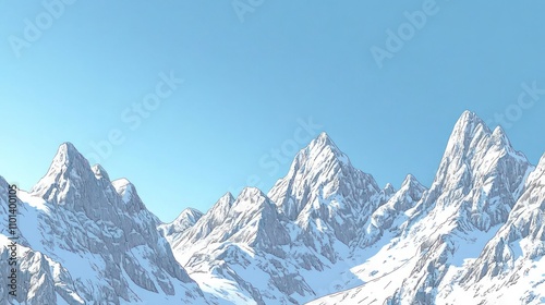 Wallpaper Mural A serene landscape featuring majestic snow-capped mountains under a clear blue sky. Torontodigital.ca