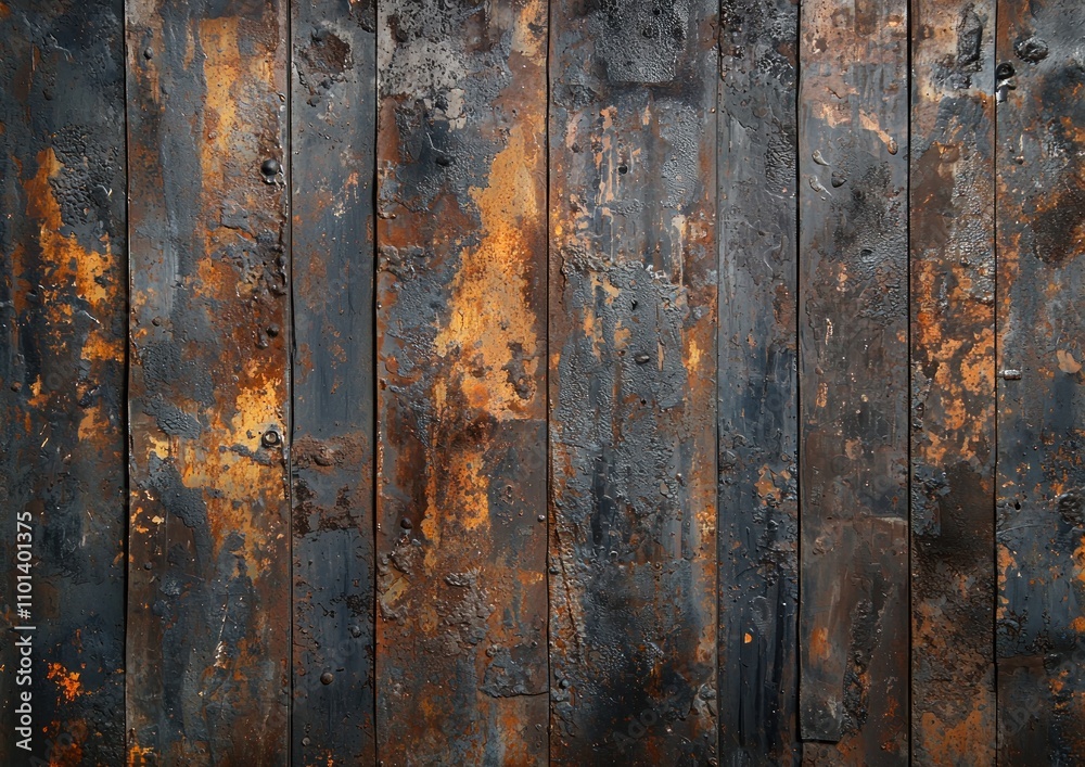 Obraz premium Rusty metal panel texture with weathered and corroded surface Generative AI