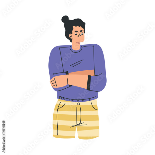 Angry Annoyed Woman Character Have Conflict and Argument with Someone Vector Illustration