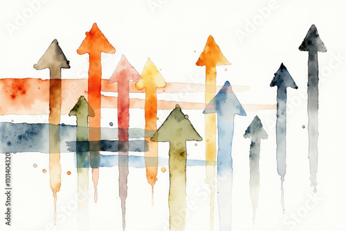 Colorful arrows pointing up representing growth and success