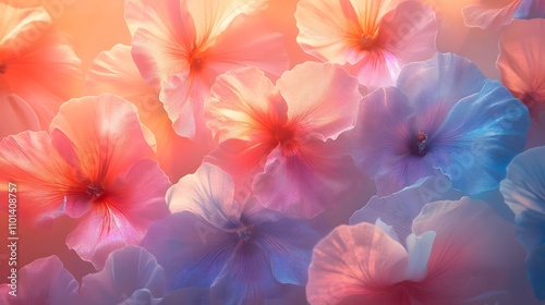 Soft pastel colored flowers, close up.