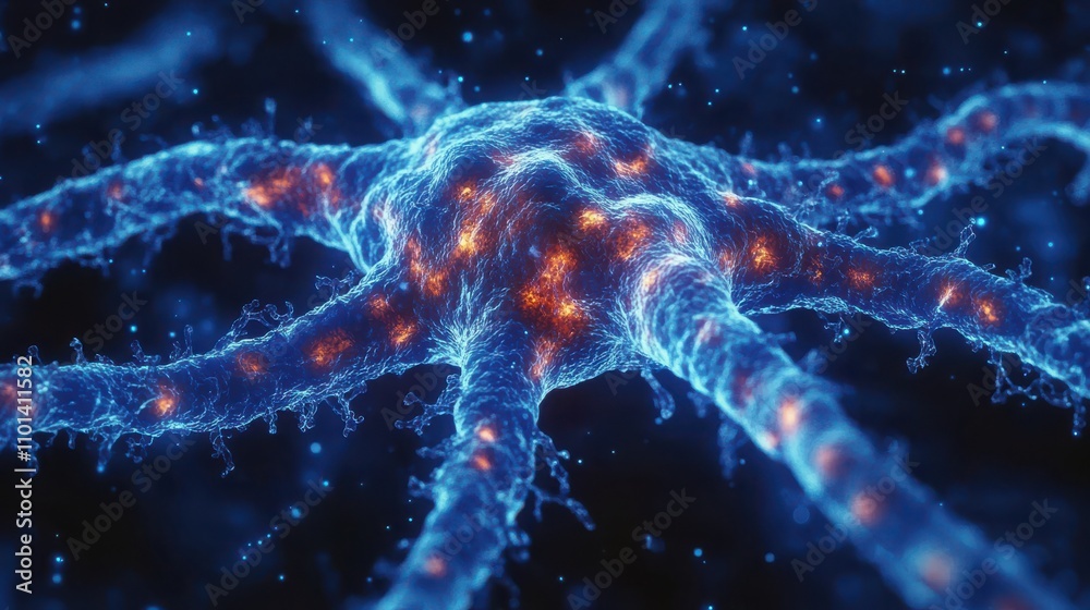 A blue and orange brain with many branches. Generative AI A blue and orange brain with many branches. Generative AI
