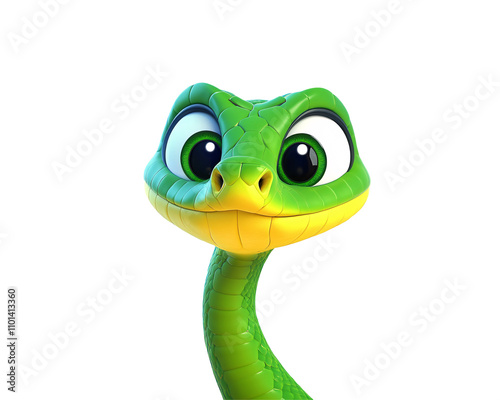 a cartoon snake with a yellow and green head photo